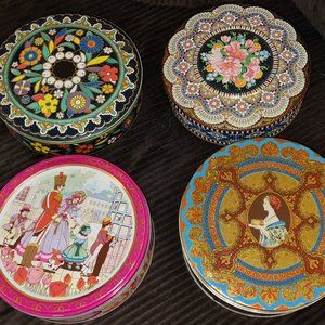 4 Vintage Cookie / Candy Tins (one Rare)